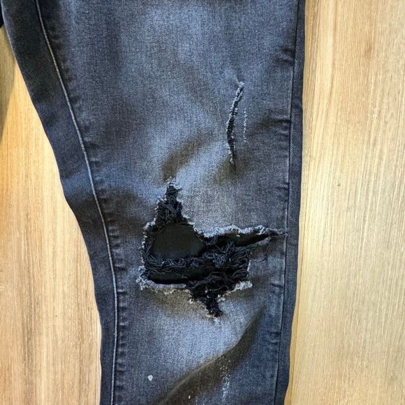 Icecream Jade Black Jeans Size 32 Blue Running Dog Graphic Distressed Streetwear - Picture 6 of 16